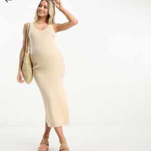 ASOS design maternity knitted v neck midi dress